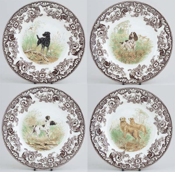 Plates Set of Four Dogs